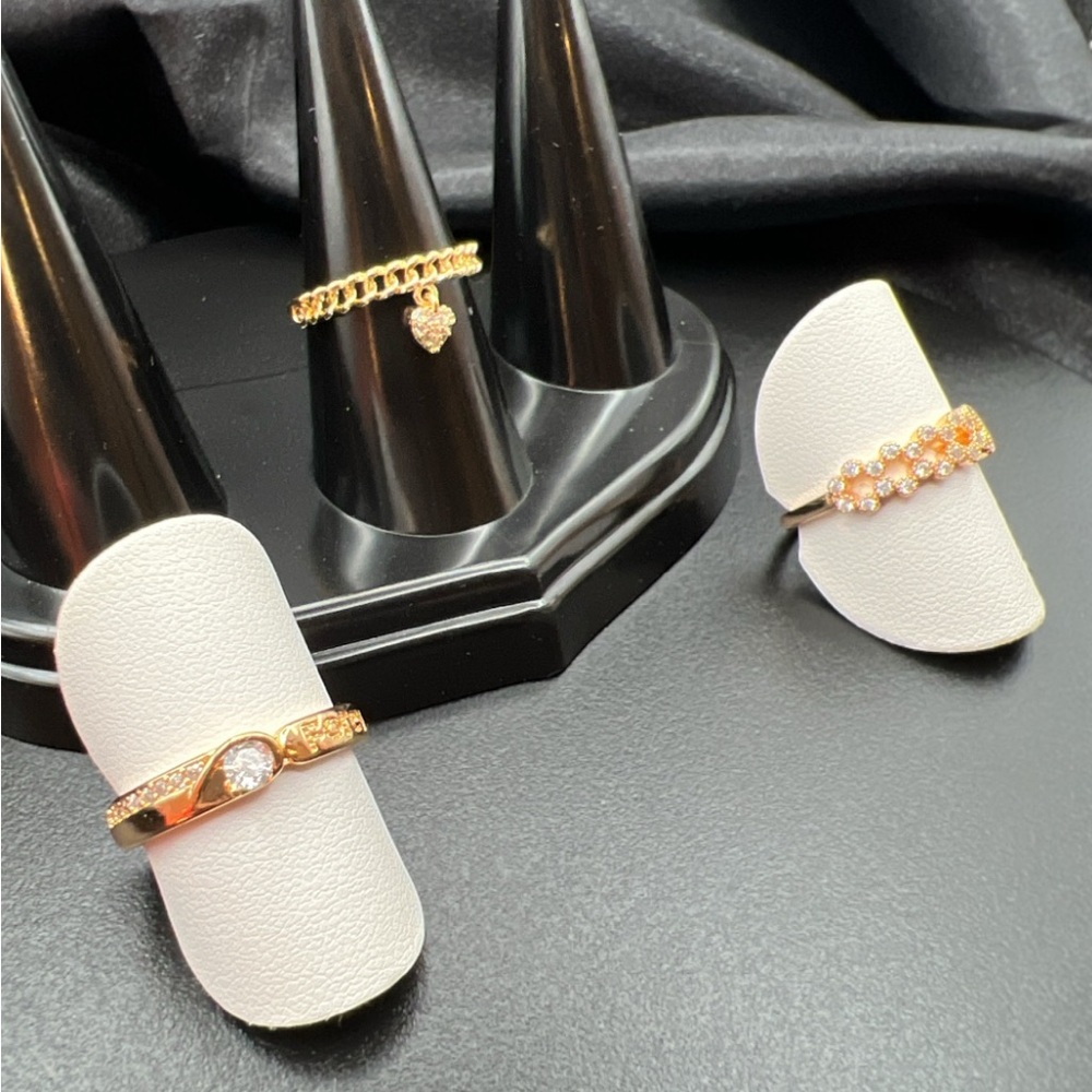18k Gold Rose Plated over copper/brass Forever 3pcs CZ Stacking Ring Lot